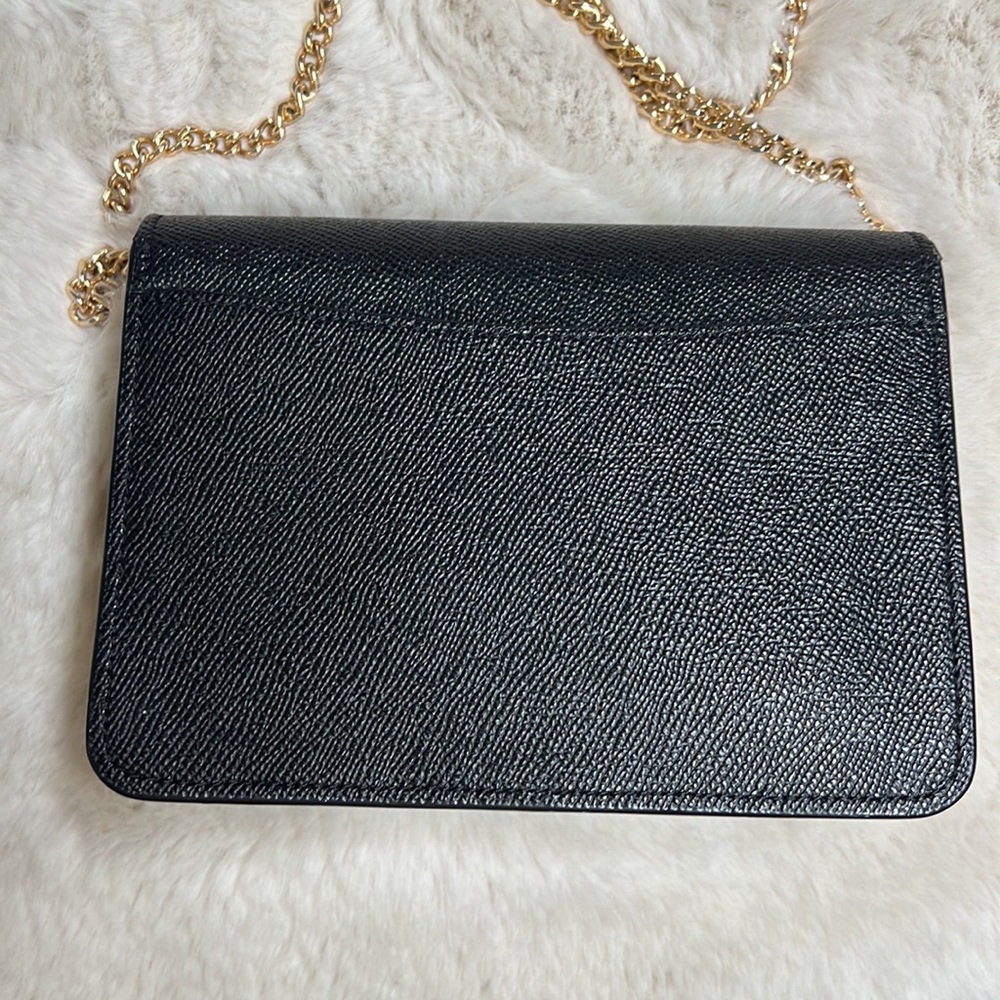 Coach black leather cross body bag with heavy gold chain - Picture 4 of 12